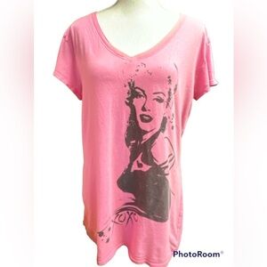 Marilyn Monroe Hollywood Legend Pink Cotton Short Sleeved Tee Norma Jean XL